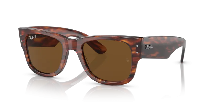 แว่นกันแดด Rayban Mega Wayfarer RB0840SF-954/57 Striped Havana Polar Brown แว่นกันแดด Rayban RB0840SF-954/57 มุมเฉียง สีแถบฮาวานา สำหรับผู้ใช้ทุกเพศ