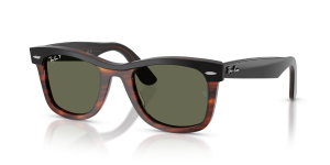 แว่นกันแดด Rayban RB2240F-144058 มุมเฉียง สีดำพื้นฮาวานา สำหรับผู้ใช้ทุกเพศ
