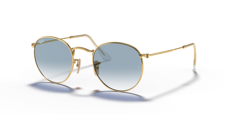 แว่นกันแดด Rayban Round Metal RB3447N-001/3F Arista Clear Gradient Light Blue แว่นกันแดด Rayban RB3447N-001/3F มุมเฉียง สีอะริสต้า สำหรับผู้ชาย
