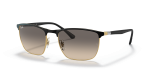 แว่นกันแดด Rayban RB3686-187/32 มุมเฉียง สีดำพื้นทอง สำหรับผู้ใช้ทุกเพศ