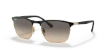 แว่นกันแดด Rayban RB3686-187/32 มุมเฉียง สีดำพื้นทอง สำหรับผู้ใช้ทุกเพศ