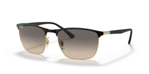 แว่นกันแดด Rayban RB3686-187/32 มุมเฉียง สีดำพื้นทอง สำหรับผู้ใช้ทุกเพศ