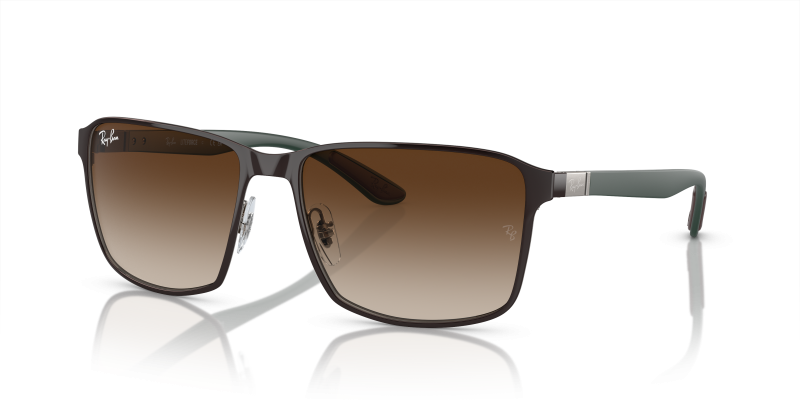 แว่นกันแดด Rayban RB3721-188/13 มุมเฉียง สีน้ำตาลพื้นกันเมทัล สำหรับผู้ใช้ทุกเพศ