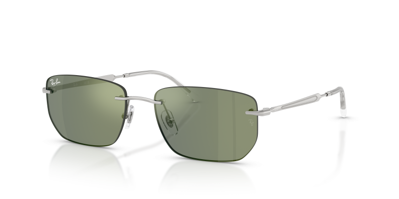 แว่นกันแดด Rayban RB3768-003/6R Silver Green Mirror Green แว่นกันแดด Rayban RB3768-003/6R มุมเฉียง สีเงิน สำหรับผู้ใช้ทุกเพศ