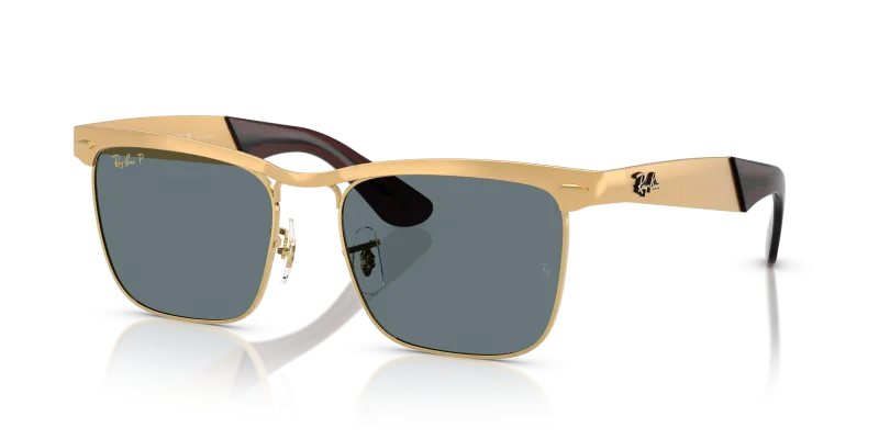 แว่นกันแดด Rayban Wayfarer Deluxe RB3875-92763R Sandblasted Legend Gold Dark Blue Polarized แว่นกันแดด Rayban RB3875-92763R มุมเฉียง สีทอง Legend ผิวทราย สำหรับผู้ใช้ทุกเพศ