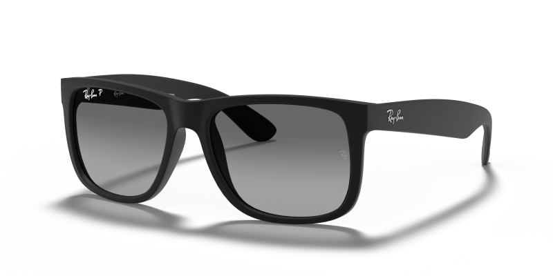 แว่นกันแดด Rayban Justin RB4165F-622/T3 Rubber Black Grey Polarized แว่นกันแดด Rayban RB4165F-622/T3 มุมเฉียง สีดำรับเบอร์ สำหรับผู้ชาย