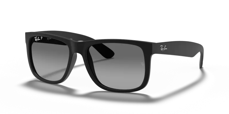 แว่นกันแดด Rayban Justin RB4165F-622/T3 Rubber Black Grey Polarized แว่นกันแดด Rayban RB4165F-622/T3 มุมเฉียง สีดำรับเบอร์ สำหรับผู้ชาย