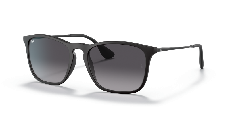 แว่นกันแดด Rayban Chris RB4187F-622/8G Rubber Black Grey Gradient แว่นกันแดด Rayban RB4187F-622/8G มุมเฉียง สีดำรับเบอร์ สำหรับผู้ชาย
