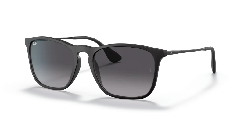 แว่นกันแดด Rayban Chris RB4187F-622/8G Rubber Black Grey Gradient แว่นกันแดด Rayban RB4187F-622/8G มุมเฉียง สีดำรับเบอร์ สำหรับผู้ชาย