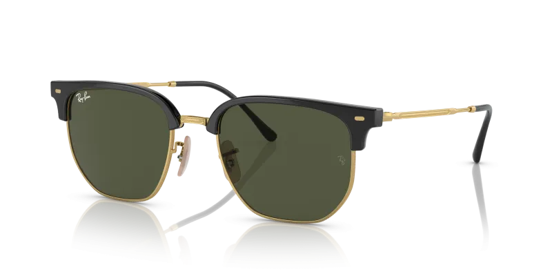 แว่นกันแดด Rayban New Clubmaster RB4416-601/31 Black On Arista Green แว่นกันแดด Rayban RB4416-601/31 มุมเฉียง สีดำพื้นทอง สำหรับผู้ใช้ทุกเพศ