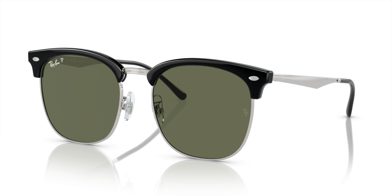 แว่นกันแดด Rayban RB4418D-66709A Black On Silver Dark Green Polarized แว่นกันแดด Rayban RB4418D-66709A มุมเฉียง สีดำพื้นเงิน สำหรับผู้ใช้ทุกเพศ