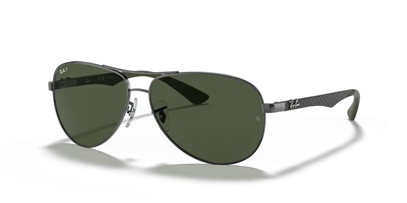 แว่นกันแดด Rayban Carbon Fibre RB8313-004/N5 Gunmetal G-15 Green Polarized แว่นกันแดด Rayban RB8313-004/N5 มุมเฉียง สีกันเมทัล สำหรับผู้ชาย