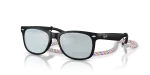 แว่นกันแดด Rayban Junior New Wayfarer RJ9052SF-7028Y4 Rubber Black Green Mirror Silver แว่นกันแดด Rayban RJ9052SF-7028Y4 มุมเฉียง สีดำรับเบอร์ สำหรับเด็กทุกเพศ