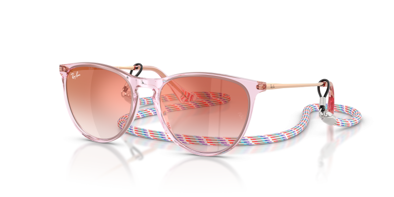 แว่นกันแดด Rayban Junior Erika RJ9060SF-7226V0 Transparent Violet Red Mirror Gradient Clear แว่นกันแดด Rayban RJ9060SF-7226V0 มุมเฉียง สีม่วงโปร่งใส สำหรับเด็กผู้หญิง