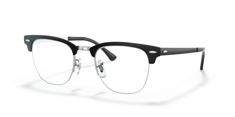 กรอบแว่นสายตา Rayban Clubmaster Metal RX3716VM-2861 Black On Silver แว่นสายตา Rayban RX3716VM-2861 มุมเฉียง สีดำพื้นเงิน สำหรับผู้ใช้ทุกเพศ