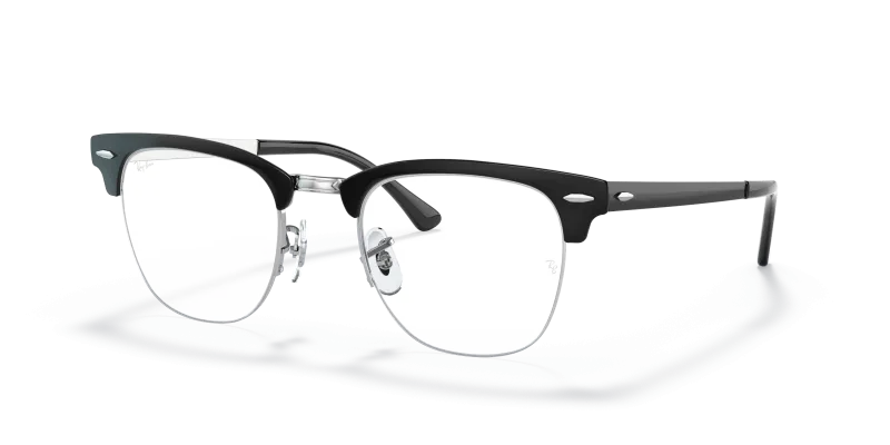 กรอบแว่นสายตา Rayban Clubmaster Metal RX3716VM-2861 Black On Silver แว่นสายตา Rayban RX3716VM-2861 มุมเฉียง สีดำพื้นเงิน สำหรับผู้ใช้ทุกเพศ