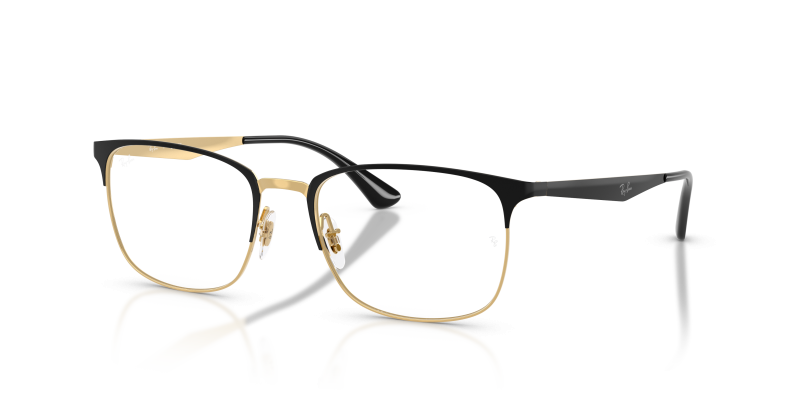กรอบแว่นสายตา Rayban RX6421-2890 Black On Gold แว่นสายตา Rayban RX6421-2890 มุมเฉียง สีทองและดำ สำหรับผู้ใช้ทุกเพศ