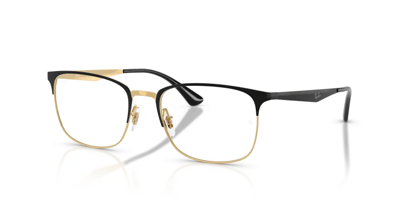 แว่นสายตา Rayban RX6421-2890 มุมเฉียง สีทองและดำ สำหรับผู้ใช้ทุกเพศ