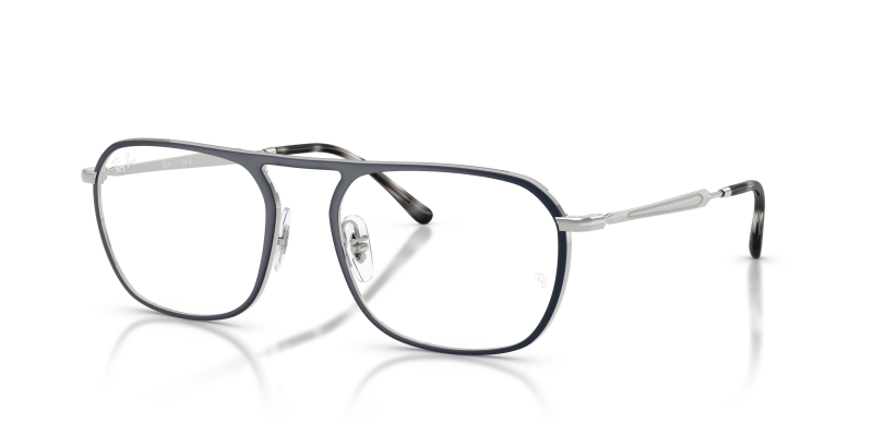 กรอบแว่นสายตา Rayban RX6548-3016 Matte Blue On Silver แว่นสายตา Rayban RX6548-3016 มุมเฉียง น้ำเงินและสีเงิน สำหรับผู้ใช้ทุกเพศ