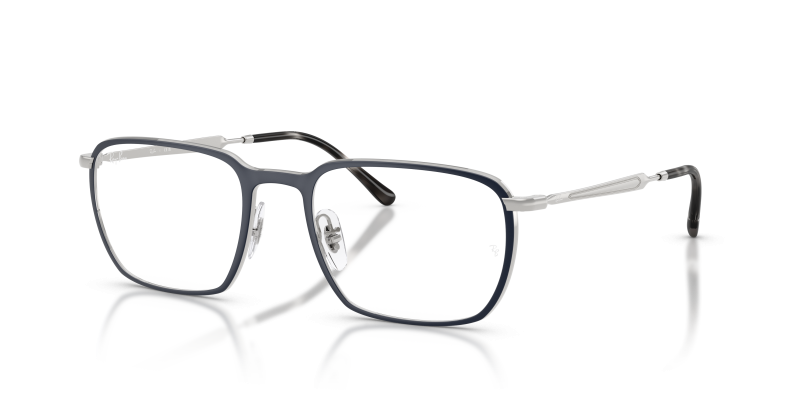 กรอบแว่นสายตา Rayban RX6549-3016 Matte Blue On Silver แว่นสายตา Rayban RX6549-3016 มุมเฉียง น้ำเงินและสีเงิน สำหรับผู้ใช้ทุกเพศ