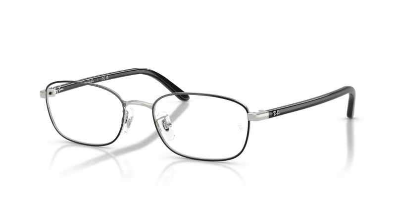 กรอบแว่นสายตา Rayban RX6551D-2861 Black On Silver แว่นสายตา Rayban RX6551D-2861 มุมเฉียง สีดำ & เงิน สำหรับผู้ใช้ทุกเพศ