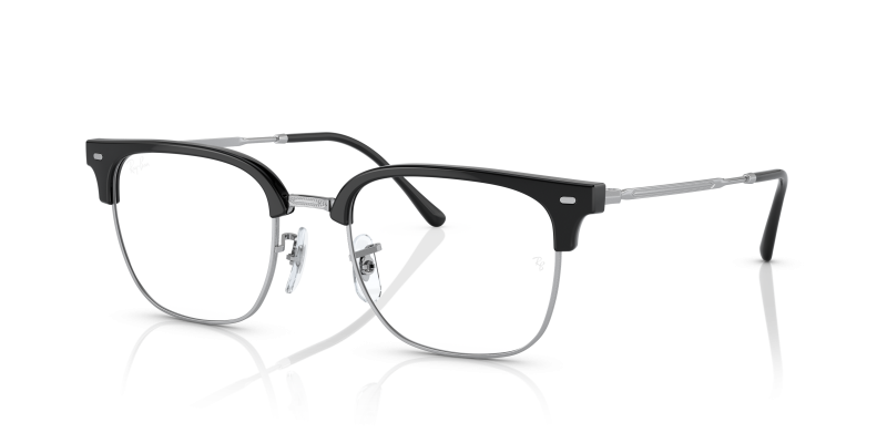 กรอบแว่นสายตา Rayban New Clubmaster RX7216F-2000 Black On Silver แว่นสายตา Rayban RX7216F-2000 มุมเฉียง สีดำพื้นเงิน สำหรับผู้ใช้ทุกเพศ