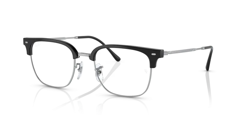 กรอบแว่นสายตา Rayban New Clubmaster RX7216F-2000 Black On Silver แว่นสายตา Rayban RX7216F-2000 มุมเฉียง สีดำพื้นเงิน สำหรับผู้ใช้ทุกเพศ