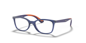 แว่นสายตา Rayban RY1586-3775 มุมเฉียง สีน้ำเงินโปร่งใส สำหรับเด็กทุกเพศ
