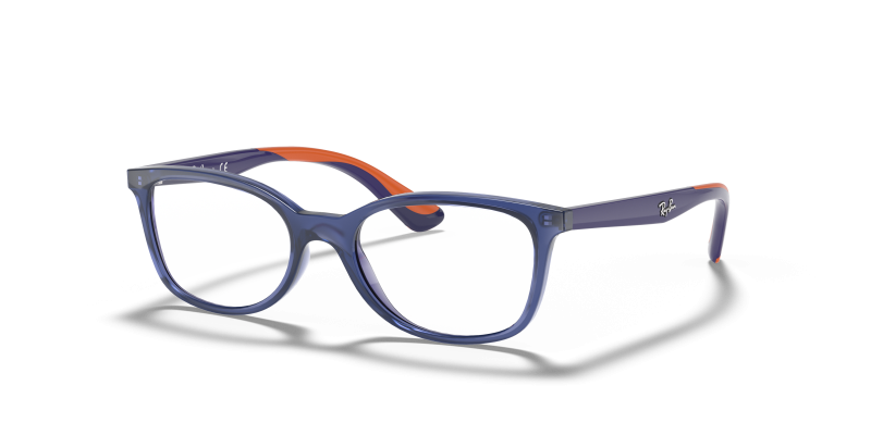 กรอบแว่นสายตา Rayban RY1586-3775 Transparent Blue แว่นสายตา Rayban RY1586-3775 มุมเฉียง สีน้ำเงินโปร่งใส สำหรับเด็กทุกเพศ