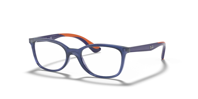 แว่นสายตา Rayban RY1586-3775 มุมเฉียง สีน้ำเงินโปร่งใส สำหรับเด็กทุกเพศ