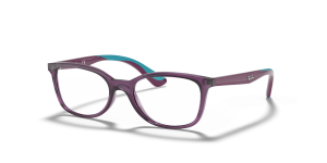 แว่นสายตา Rayban RY1586-3776 มุมเฉียง สีม่วงโปร่งใส สำหรับเด็กทุกเพศ