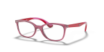 แว่นสายตา Rayban RY1586-3777 มุมเฉียง สีแดงโปร่งใส สำหรับเด็กทุกเพศ
