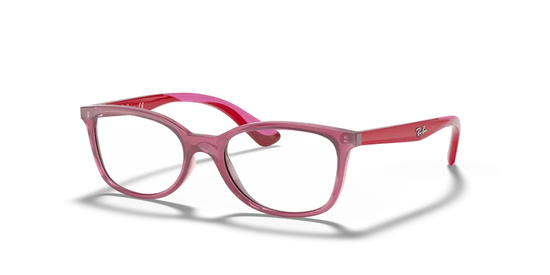 กรอบแว่นสายตา Rayban RY1586-3777 Transparent Red แว่นสายตา Rayban RY1586-3777 มุมเฉียง สีแดงโปร่งใส สำหรับเด็กทุกเพศ