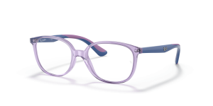 แว่นสายตา Rayban RY1598-3885 มุมเฉียง สีม่วงโปร่งใส สำหรับเด็กทุกเพศ