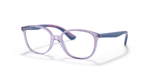 แว่นสายตา Rayban RY1598-3885 มุมเฉียง สีม่วงโปร่งใส สำหรับเด็กทุกเพศ