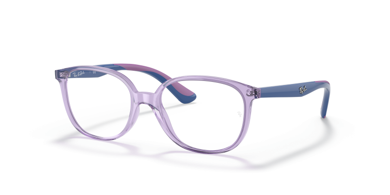 กรอบแว่นสายตา Rayban RY1598-3885 Transparent Violet แว่นสายตา Rayban RY1598-3885 มุมเฉียง สีม่วงโปร่งใส สำหรับเด็กทุกเพศ