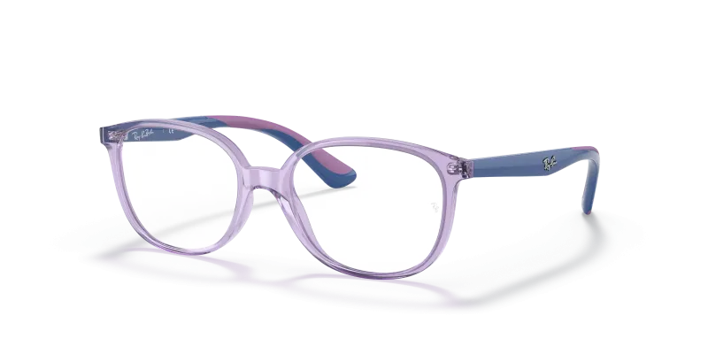 แว่นสายตา Rayban RY1598-3885 มุมเฉียง สีม่วงโปร่งใส สำหรับเด็กทุกเพศ
