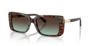 แว่นกันแดด Tiffany & Co TF4249F-84425D มุมเฉียง สี Brown Tiffany Havana สำหรับผู้หญิง