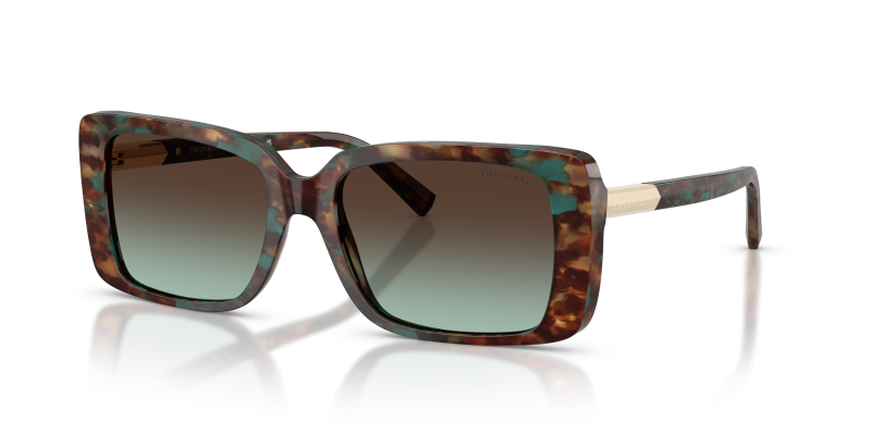 แว่นกันแดด Tiffany & Co TF4249F-84425D มุมเฉียง สี Brown Tiffany Havana สำหรับผู้หญิง