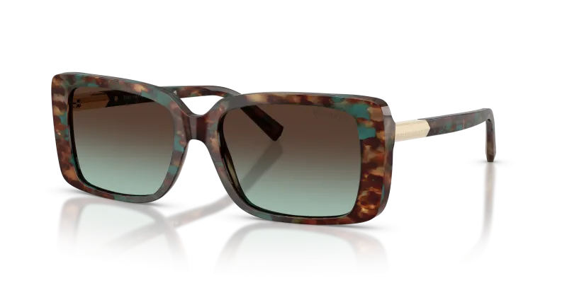 แว่นกันแดด Tiffany & Co TF4249F-84425D มุมเฉียง สี Brown Tiffany Havana สำหรับผู้หญิง