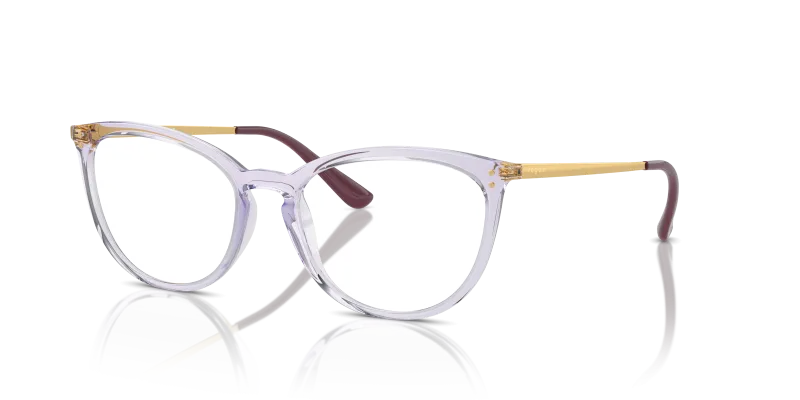 กรอบแว่นสายตา Vogue VO5276-2745 Transparent Violet แว่นสายตา Vogue VO5276-2745 มุมเฉียง สีม่วงโปร่งใส สำหรับผู้หญิง