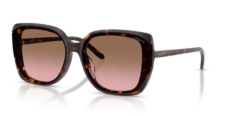 แว่นกันแดด Vogue VO5684SD-W65614 Dark Havana Brown Pink Gradient แว่นกันแดด Vogue VO5684SD-W65614 มุมเฉียง สีฮาวานาเข้ม สำหรับผู้หญิง