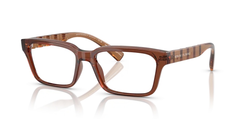 กรอบแว่นสายตา Armani Exchange AX3116F-8358 Shiny Transparent Brown Armani Exchange AX3116F แว่นสายตาน้ำตาลโปร่งใสประกาย ผู้ชาย