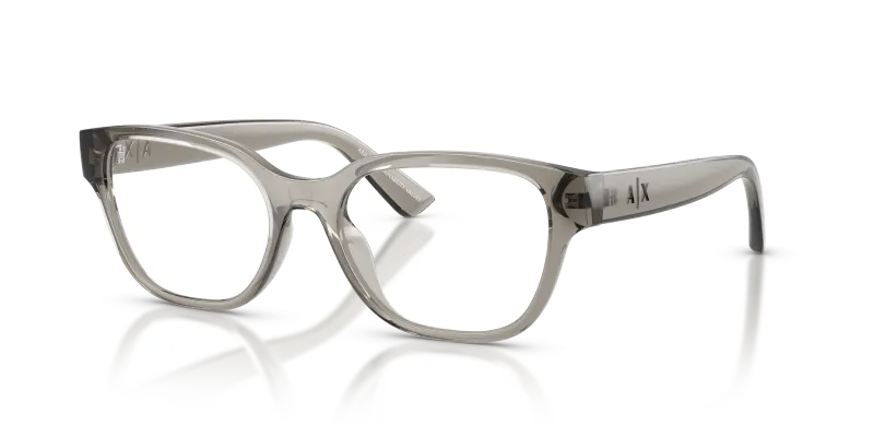 กรอบแว่นสายตา Armani Exchange AX3134U-8394 Shiny Transparent Grey Armani Exchange AX3134U-8394 แว่นสายตาเทาโปร่งใสประกาย สำหรับผู้หญิง