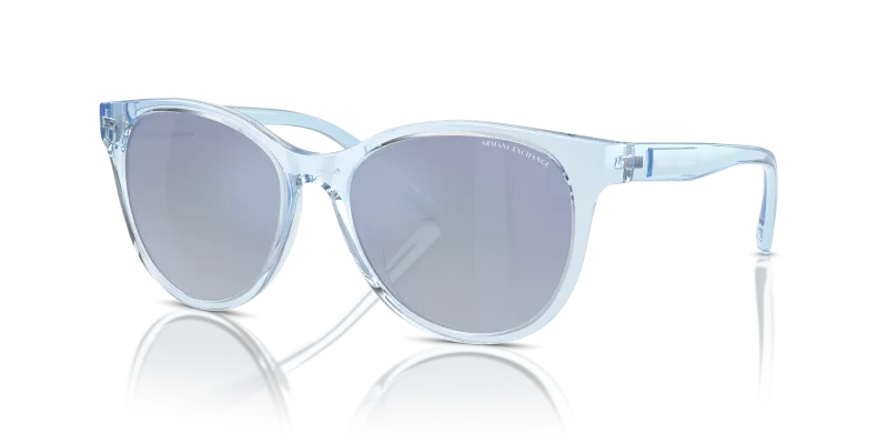 แว่นกันแดด Armani Exchange AX4144SU-8345D6 Shiny Transparent Blue White Mirror Gradient Blue Armani Exchange AX4144SU-8345D6 แว่นกันแดดน้ำเงินโปร่งใสประกาย เลนส์มิเรอร์ ผู้หญิง