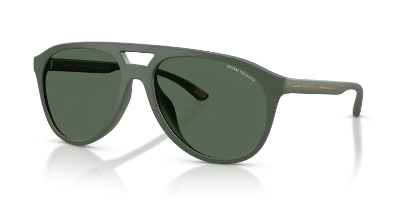 แว่นกันแดด Armani Exchange AX4156SU-837771 Matte Dark Green Dark Green Armani Exchange AX4156SU 837771 แว่นกันแดดทรงนักบินเขียวเข้มด้าน สำหรับผู้ชาย