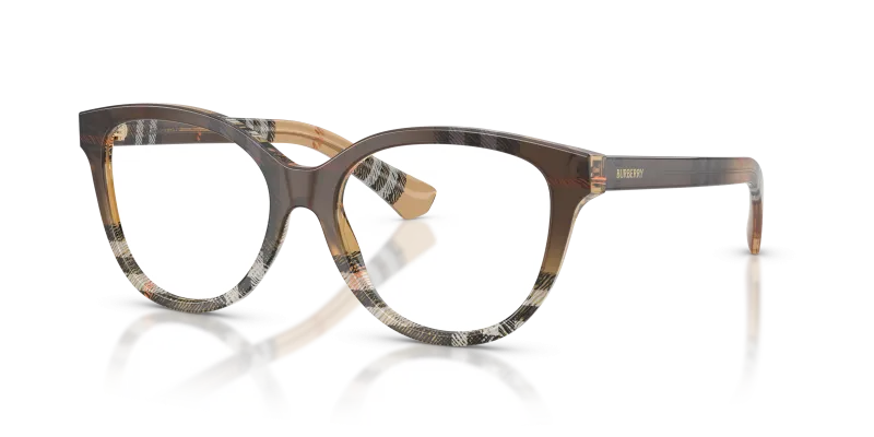 Burberry BE2456 4202 แว่นสายตาทรงตาแมวลาย Check Gradient Sand สำหรับผู้หญิง