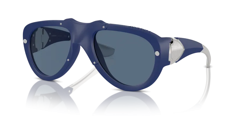แว่นกันแดด Burberry BE4433U-413980 Blue Rubber Dark Blue Burberry BE4433U 413980 แว่นกันแดดทรงนักบินไซส์ XXL ยูนิเซ็กซ์