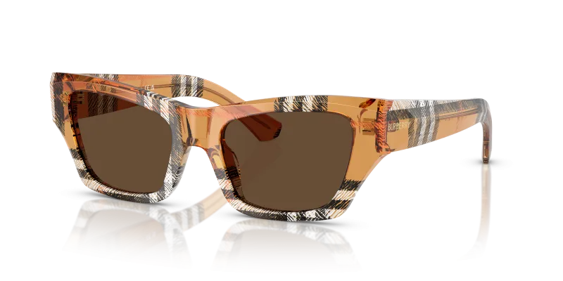 Burberry BE4441U 414673 แว่นกันแดดลาย Check โทนทรายไซส์เล็ก สำหรับผู้หญิง