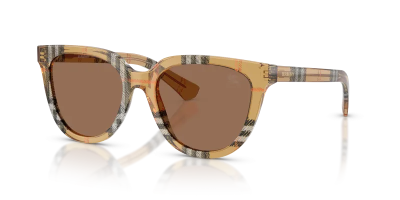 แว่นกันแดด Burberry BE4469F-416373 Check Sand Dark Brown Burberry BE4469F 416373 แว่นกันแดดลายตารางโทนทราย สำหรับผู้หญิง
